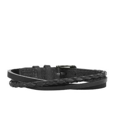 Bracciale uomo Arock in pelle intreccio nera - Bracciali