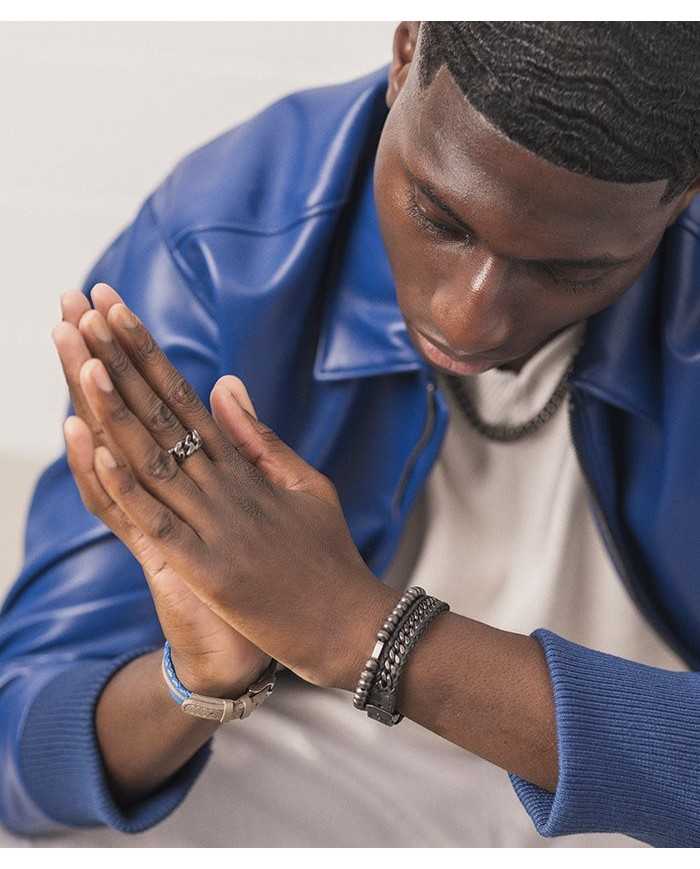 Bracciale uomo Arock con sfere in acciaio brunito - Bracciali