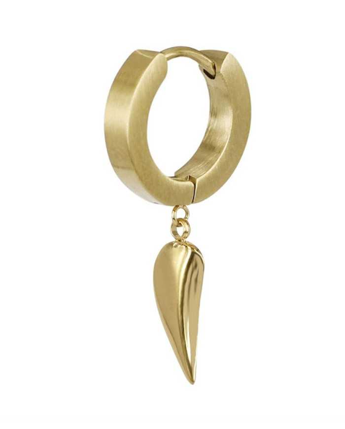 Mono orecchino unisex Arock a cerchio in acciaio gold con ala - Orecchini