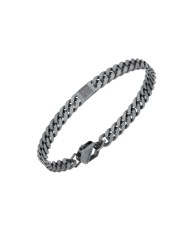 Bracciale uomo Bikkembergs in acciaio brunito e diamanti - Bracciali