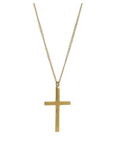 Collana con croce in acciaio long gold