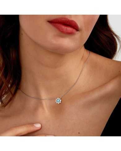 Collana donna Morellato in argento fiore con zircone celeste - Collane Collana donna Morellato in argento fiore con zircone celeste - Collane