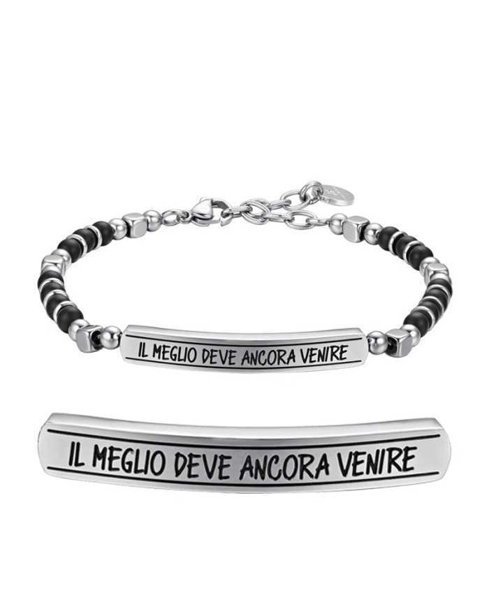 Bracciale uomo Luca Barra in acciaio con scritta - Il meglio deve ancora venire - Bracciali