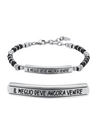 Bracciale uomo Luca Barra in acciaio con scritta - Il meglio deve ancora venire - Bracciali