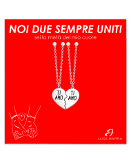 Collane con cuore spezzato in acciaio con scritta "ti amo"