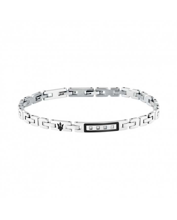 bracciale uomo in acciaio e diamanti maserati