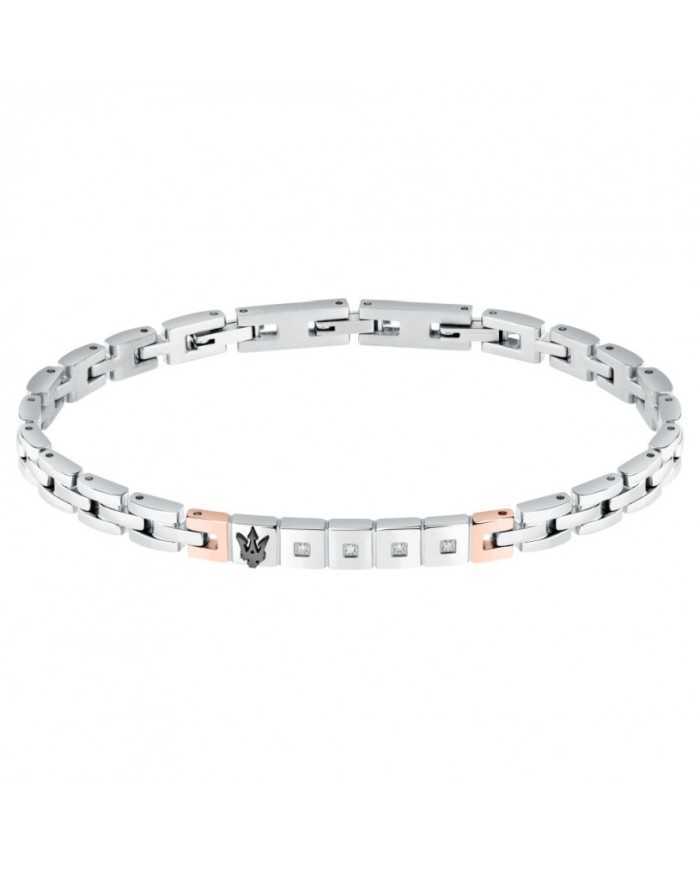 bracciale uomo in acciaio e diamanti maserati