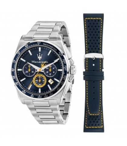 Orologio da uomo Maserati con quadrante blu e cronografo Orologio da uomo Maserati con quadrante blu e cronografo