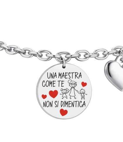 bracciale dedicato alla maestra in acciaio bracciale dedicato alla maestra in acciaio