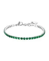Bracciale Tennis Donna in Acciaio con cristalli verdi