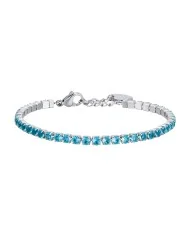 Bracciale Tennis Donna in Acciaio con cristalli azzurri