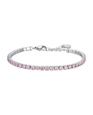 Bracciale Tennis Donna in Acciaio con cristalli rosa