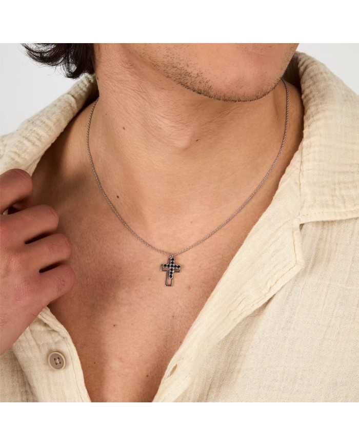 Collana uomo croce in argento