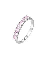 Anello donna in acciaio con zirconi rosa ANK655