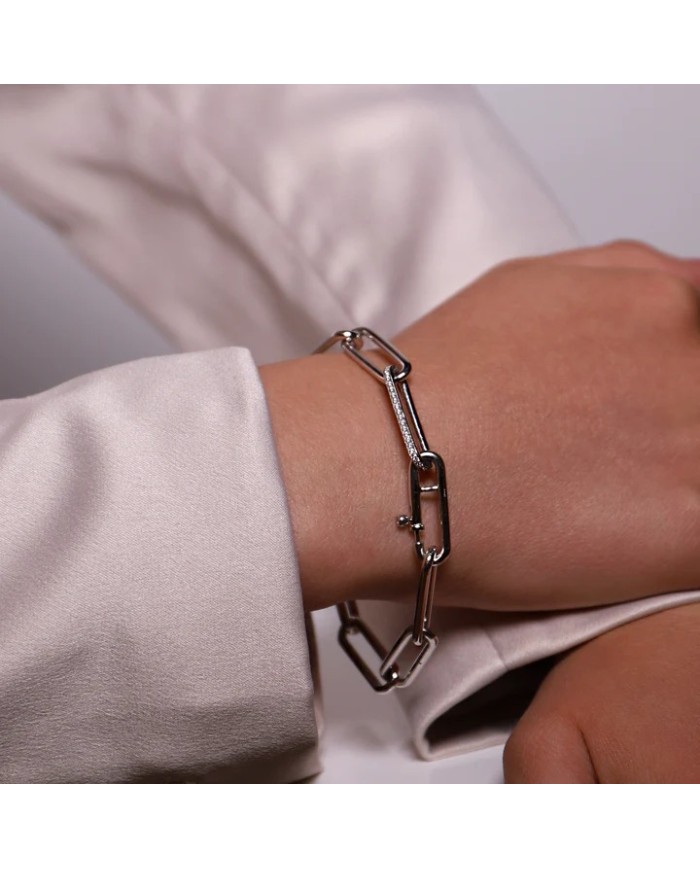 Bracciale Ti Sento Milano in Argento 925 con Maglia Pavé