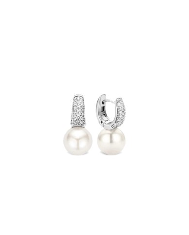 Orecchini TI SENTO in Argento con Pavé di Zirconi e Perle Pendenti