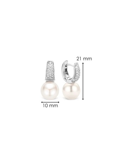 Orecchini donna Ti Sento in argento con pavé di zirconi e perle