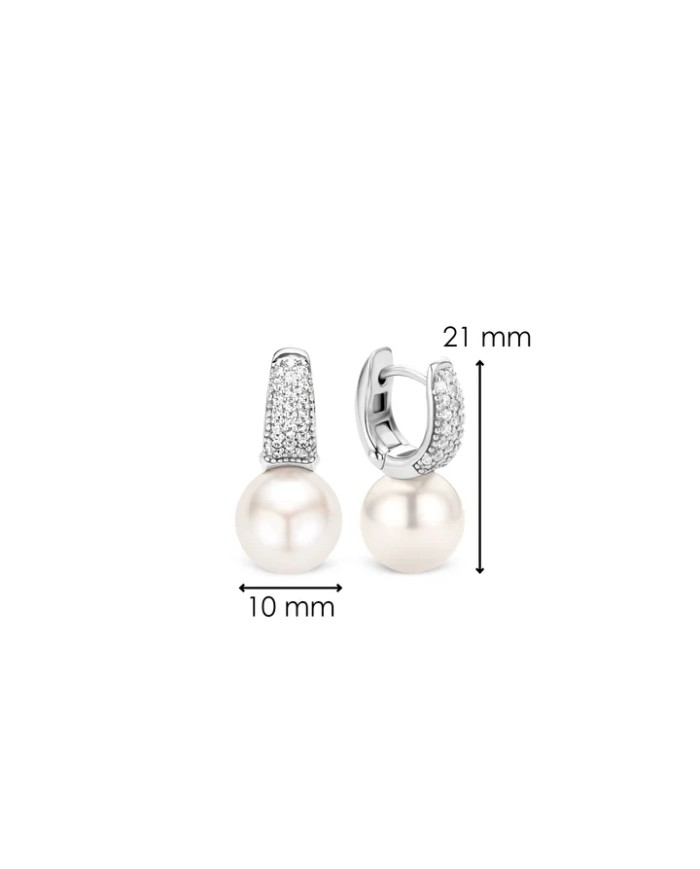 Orecchini donna Ti Sento in argento con pavé di zirconi e perle