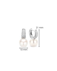 Orecchini donna Ti Sento in argento con pavé di zirconi e perle