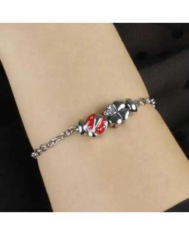 Bracciale Componibile con quadrifoglio coccinella - Bracciali