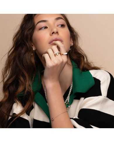 Anello donna Ti sento Milano in argento con agata bianca - Anelli Anello donna Ti sento Milano in argento con agata bianca - Anelli