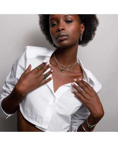 Anello donna Ti sento Milano in argento con sferette malachite - Anelli