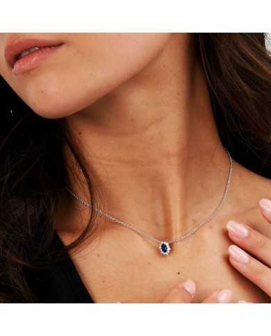 Collana in Argento con Zaffiro blu sintetico - Collane